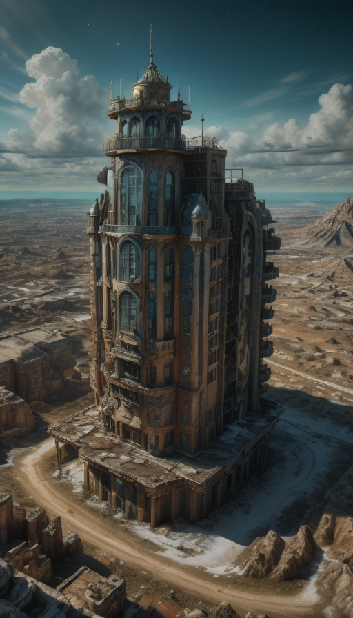 00921-1691049135-Abandoned horizon, A desolate landscape stretching endlessly, the sky a dull gray, the ground littered with remnants of a civili.png